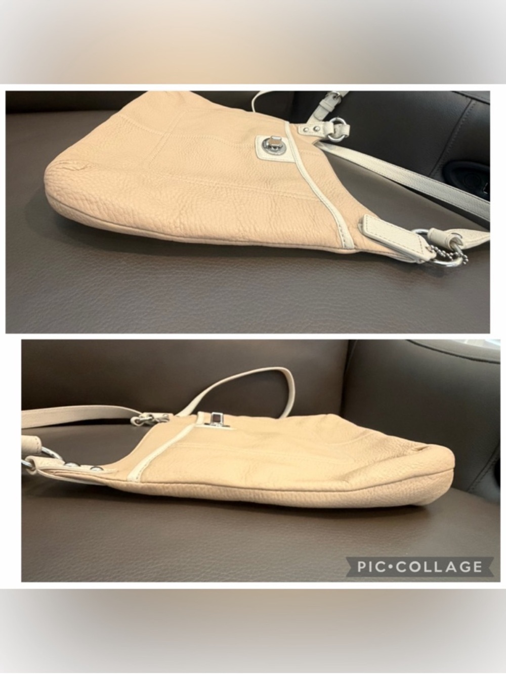 Coach Penelope Beige and Cream Pebbled Leather Crossbody Bag - Picture 9 of 10